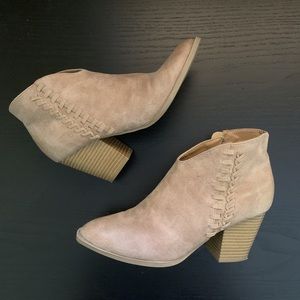Lulu’s tan/nude heeled booties